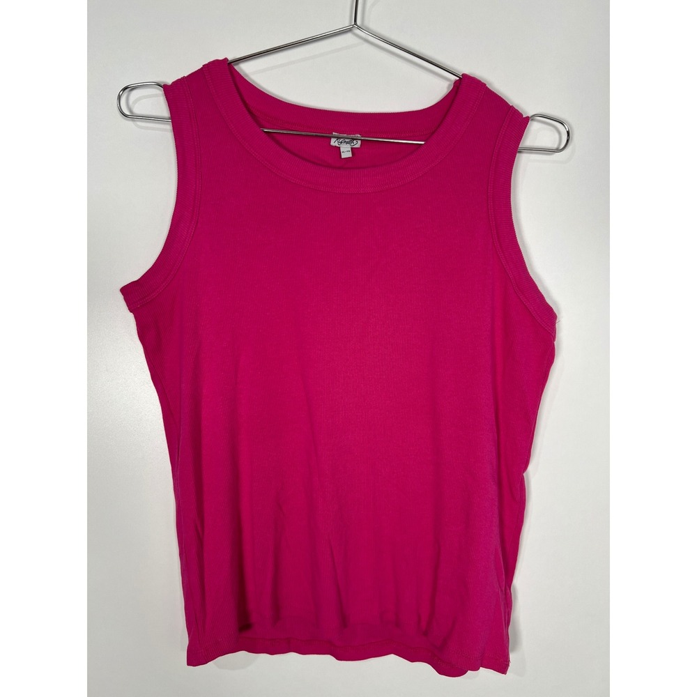 Kismet Hot Pink Ribbed Sleeveless Tank Top Casual Basic Preppy Barbiecore XL